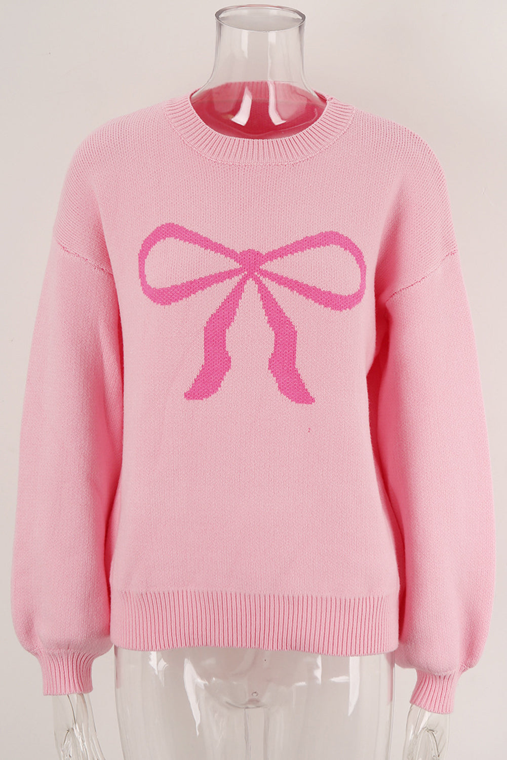 Bow Round Neck Long Sleeve Sweater