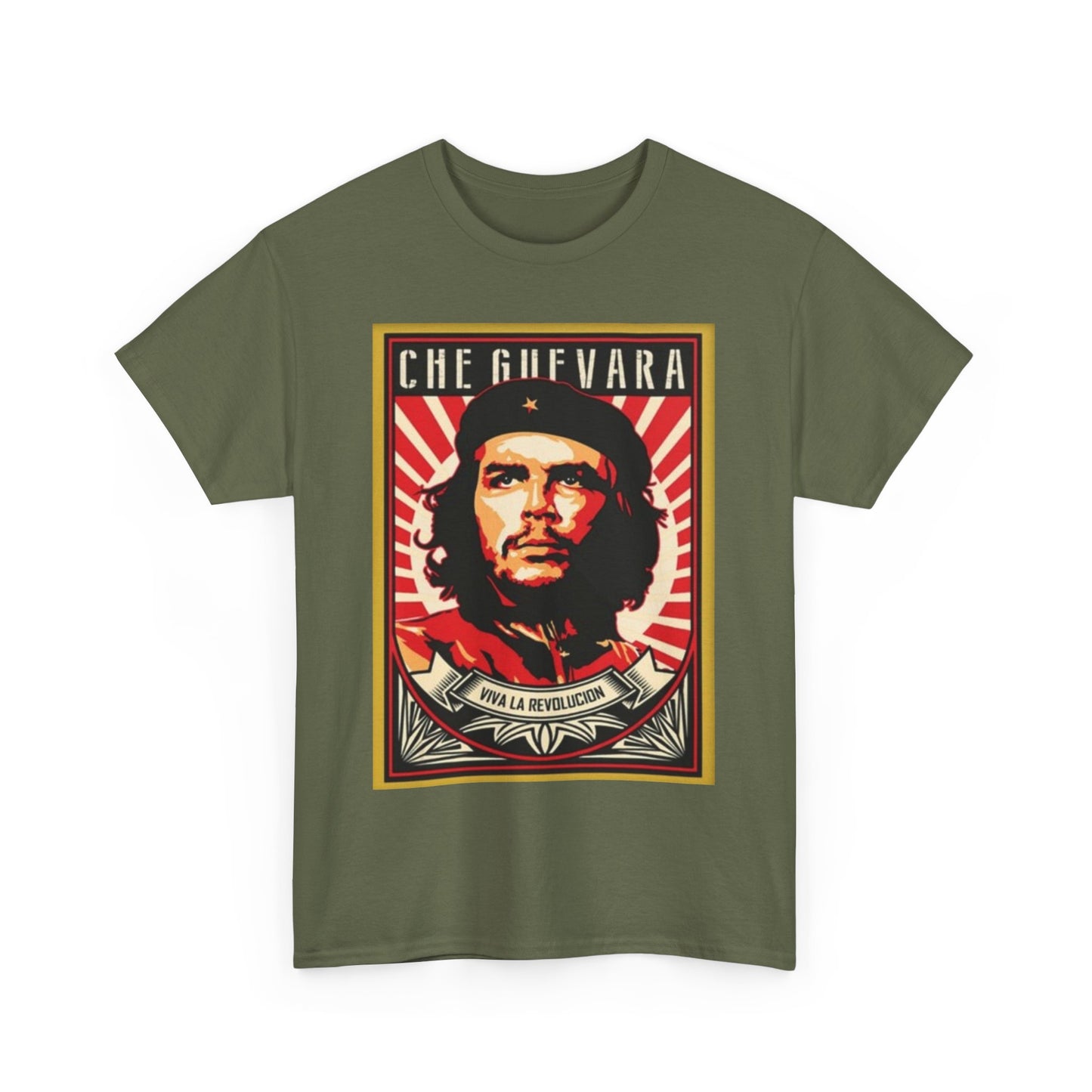 Che Guevara "Viva la Revolución" with Cuban Flag  - Graphic T-Shirt - Unisex Heavy Cotton Tee