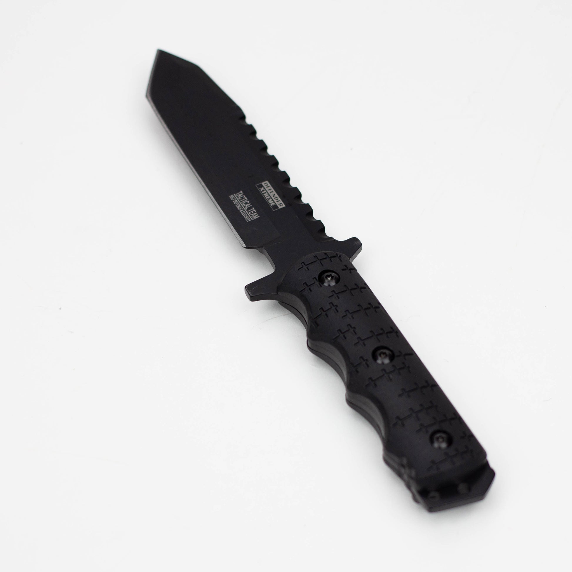 9" Defender-Xtreme Tactical  Team All Black Serrated Blade  Hunting Knife with Sheath [7688]_2