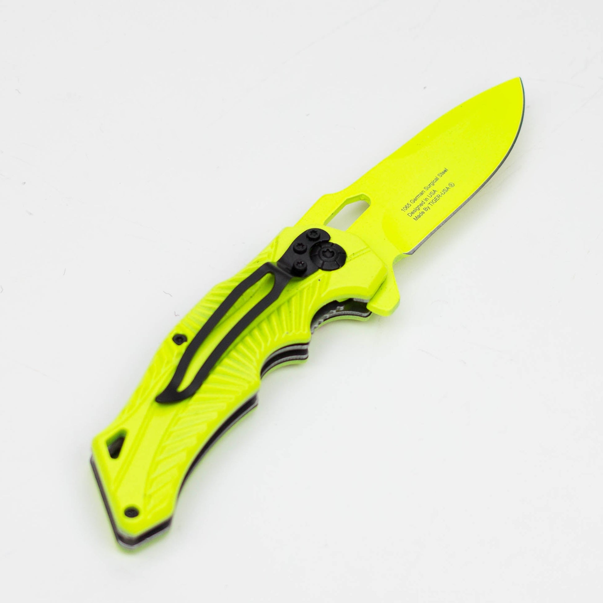 8″ Yellow Blood  Splatter Feather DP Folding Knife [SJ-209]_1