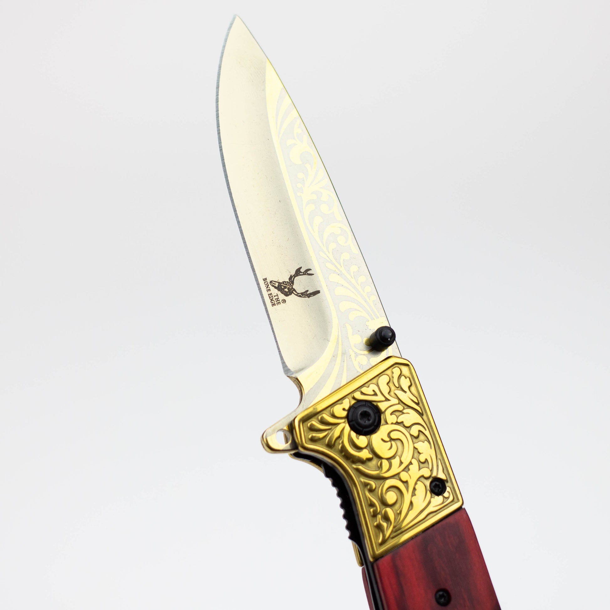 The Bone Edge  8.5" Rose wood Handle - Folding Knife [13023]_1