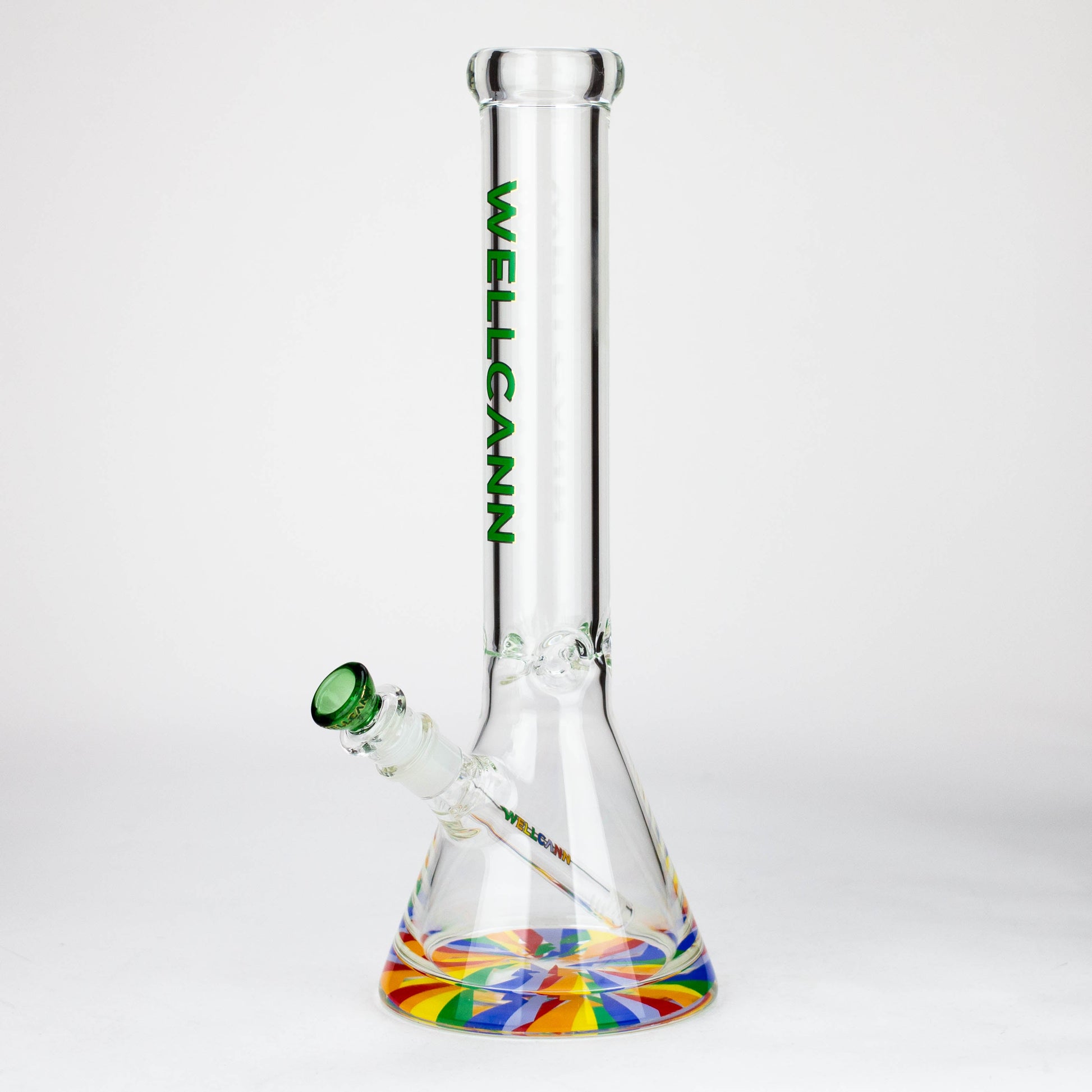 WellCann | 15" 7mm Beaker Bong with Thick Decal Base - Green Rainbow_0