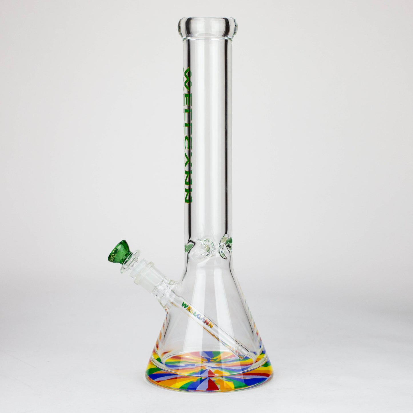 WellCann | 15" 7mm Beaker Bong with Thick Decal Base - Green Rainbow_3