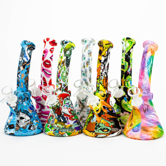 8" Silicone Bong With Assorted Graphics  [7050121B]_0