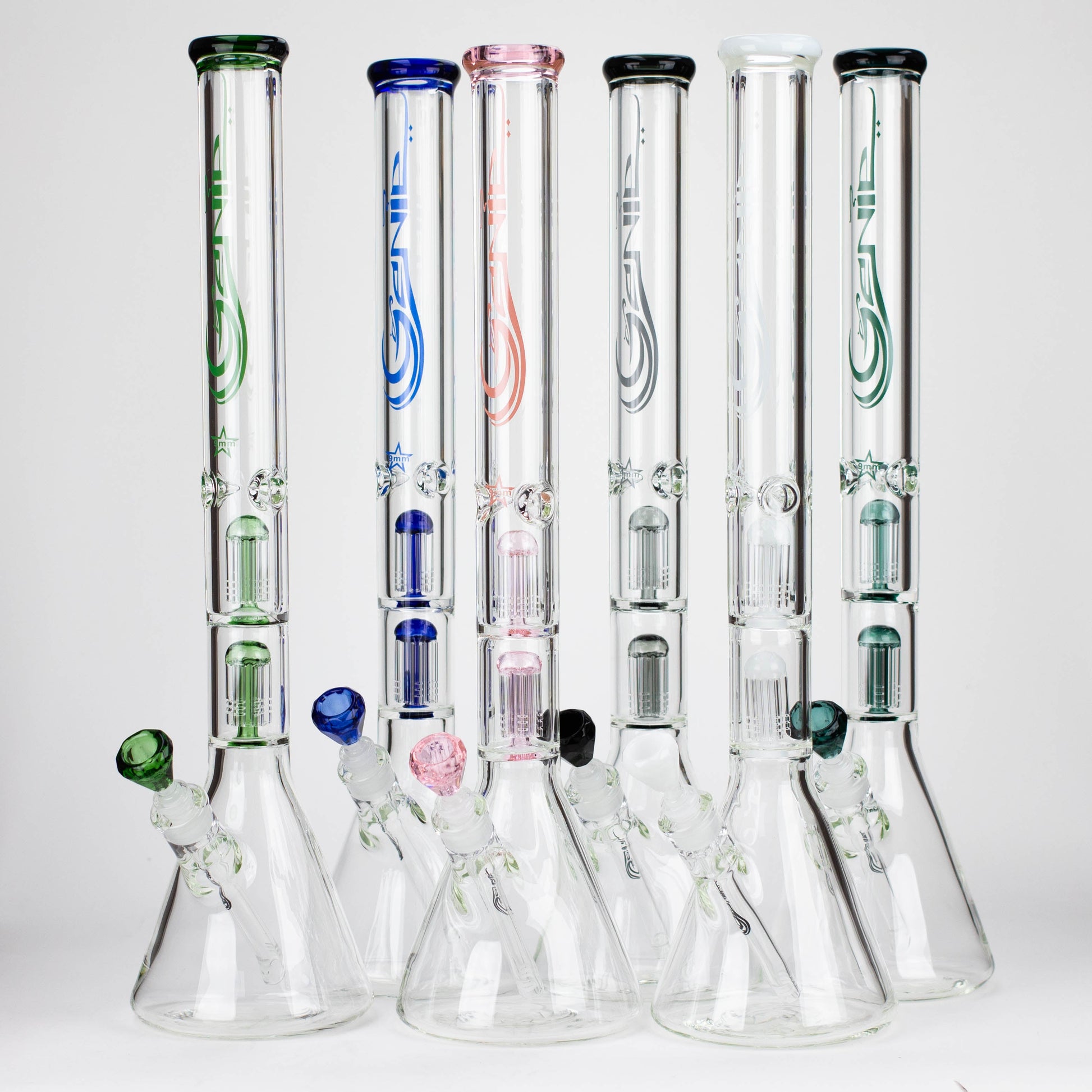 GENIE | 24" Dual 6 arms 9mm glass water beaker bong [GB1906]_0