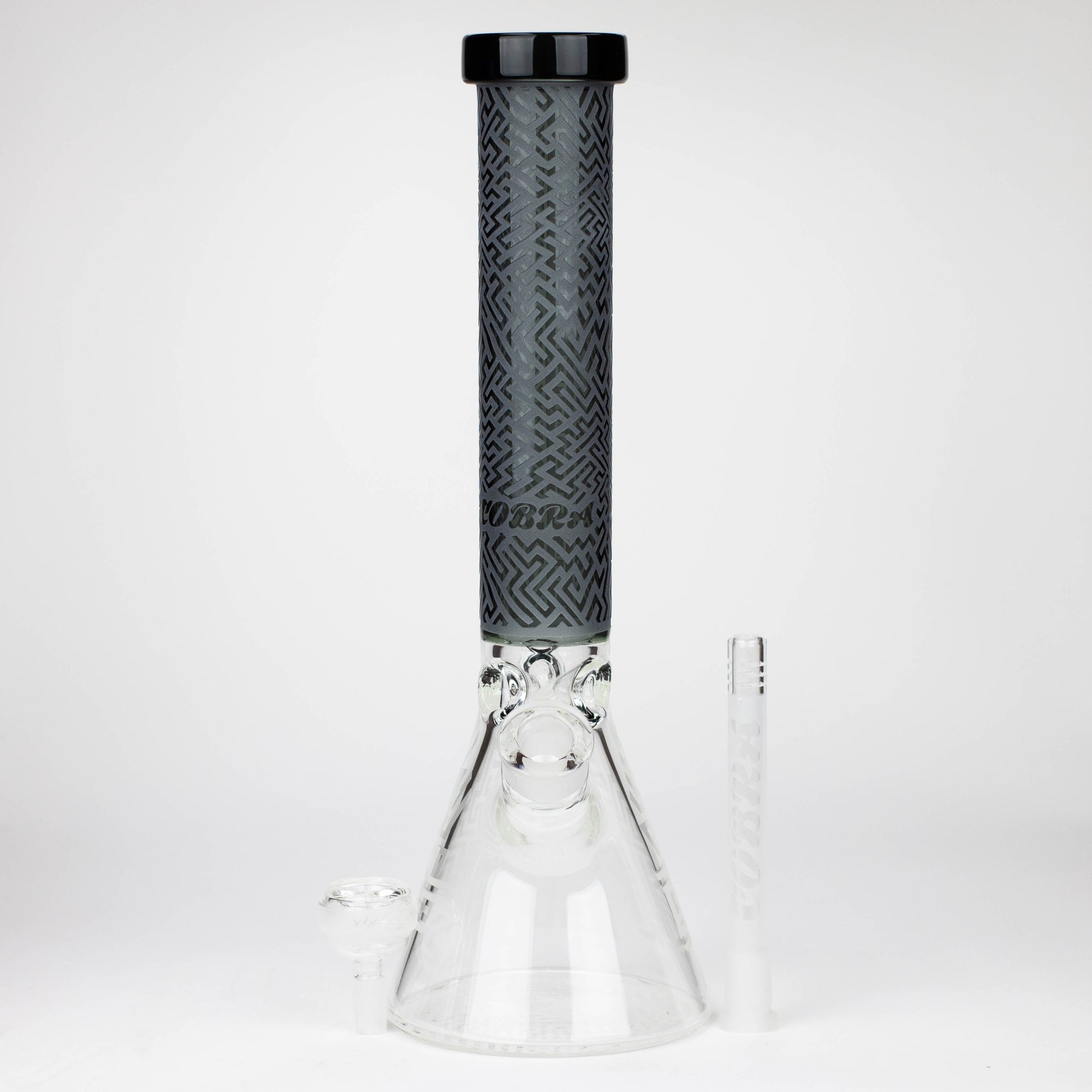 COBRA | 15" sandblasted artwork tube 7 mm glass water bong [YK04]_2