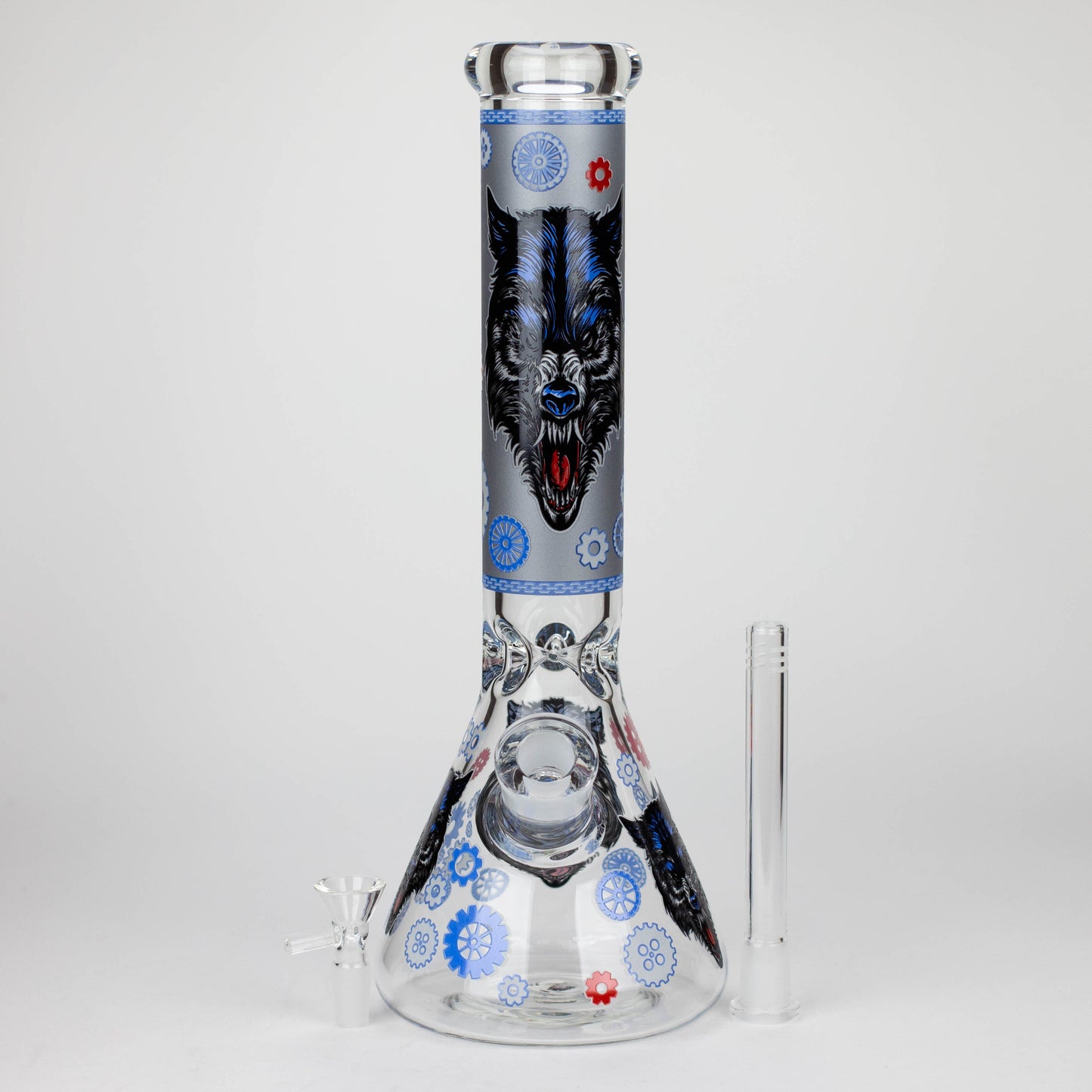 13.5 " JJ WOLF GLOW IN THE DARK GLASS BONG [LL036]_1