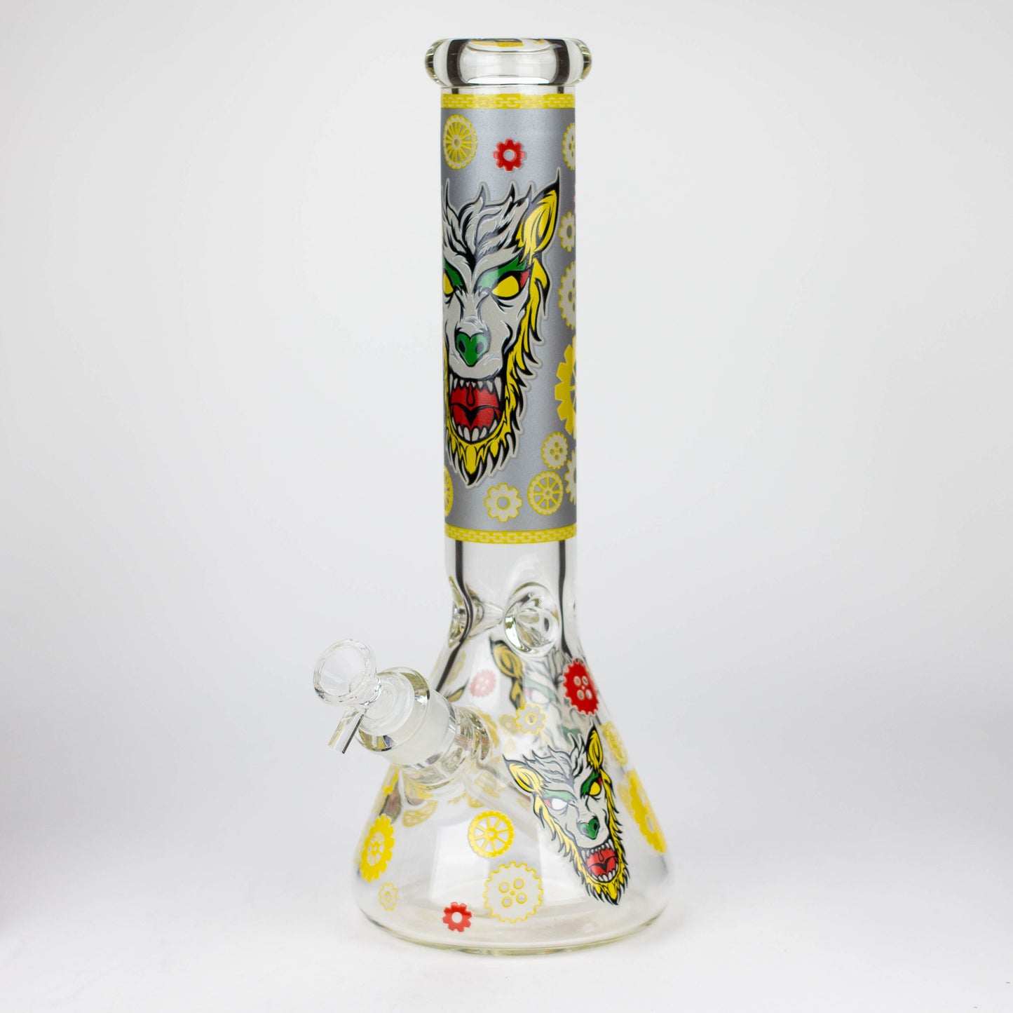 13.5 " JJ WOLF GLOW IN THE DARK GLASS BONG [LL036]_2