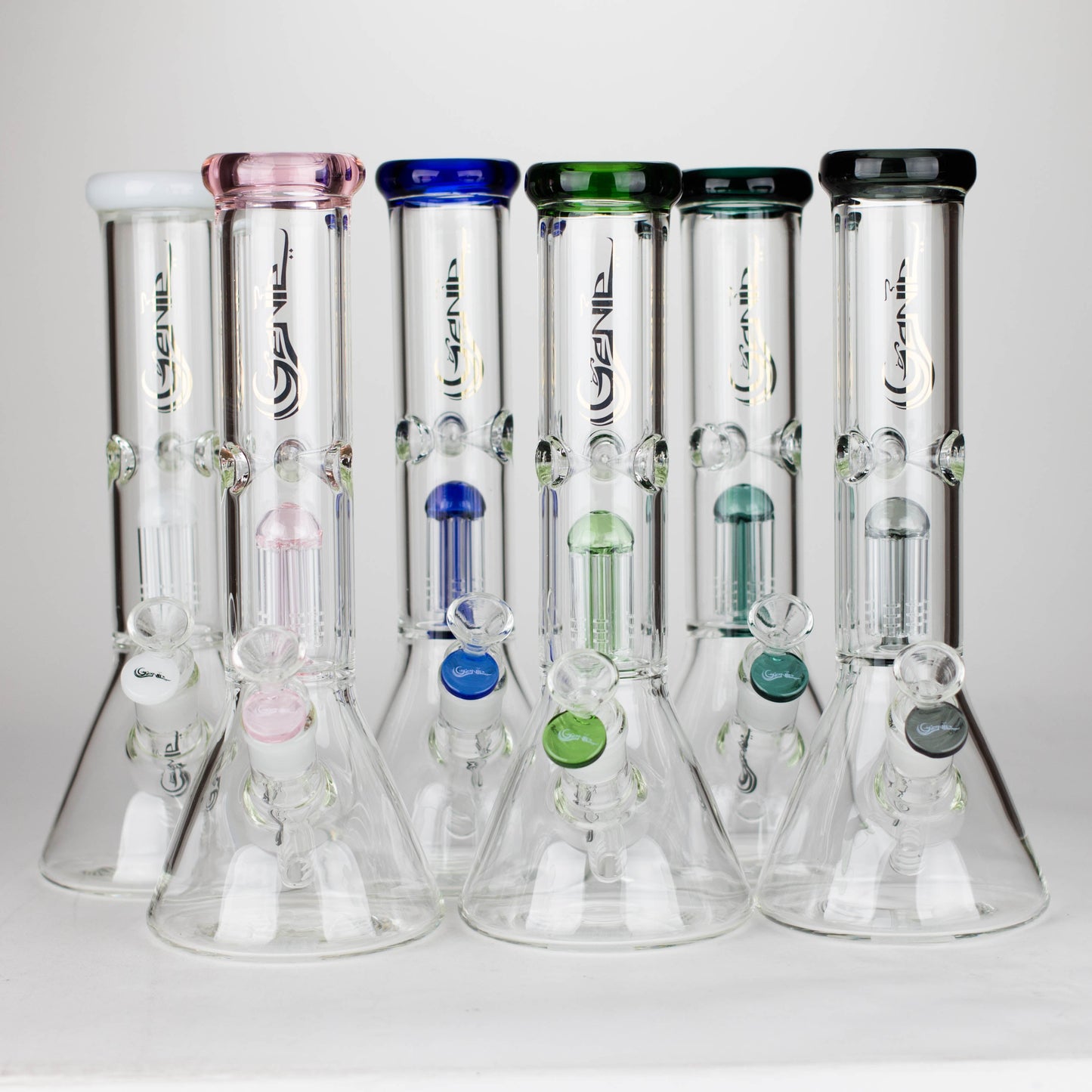 Genie | 12" Genie-Tree arms color accented glass water bong [NS104]_0