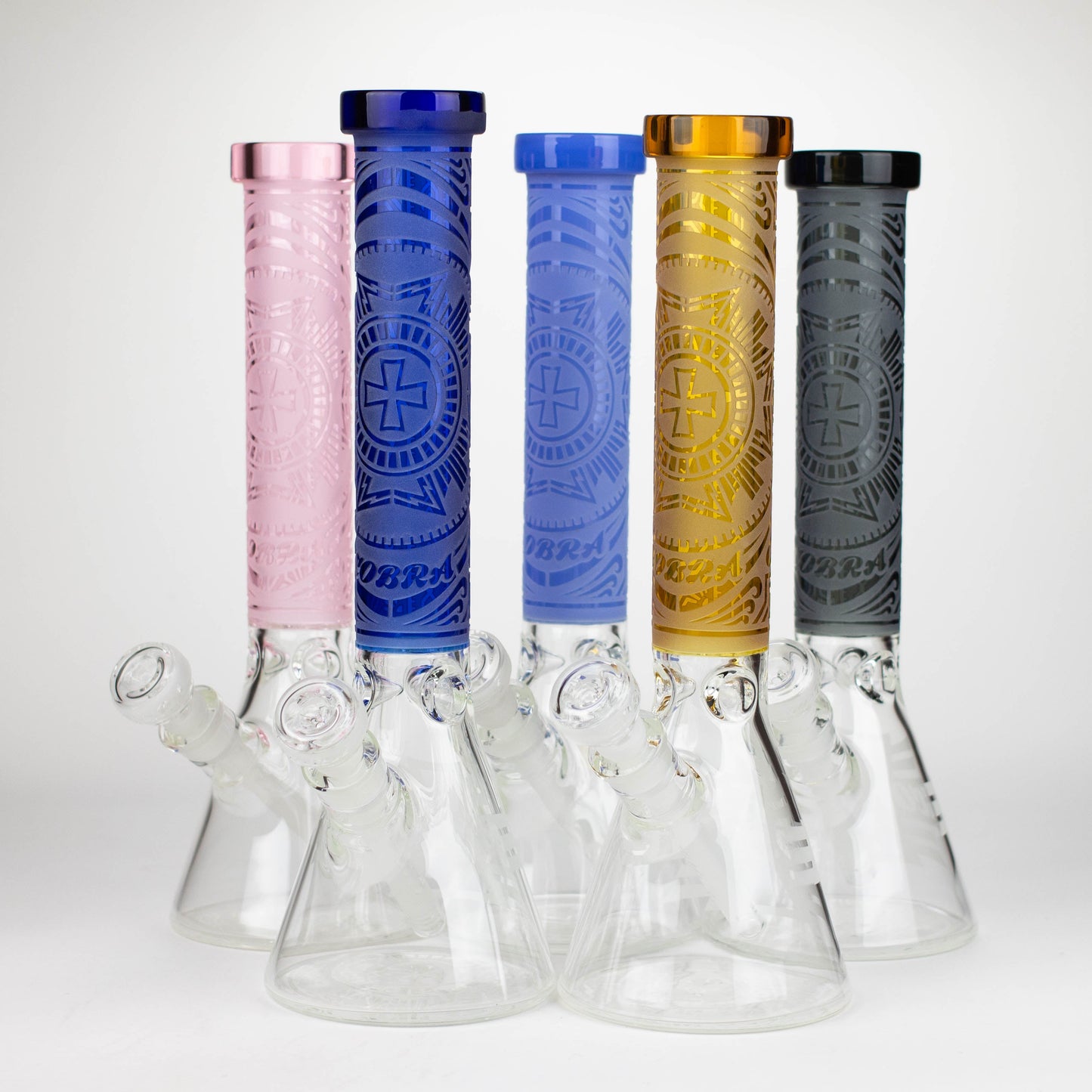 COBRA | 14" sandblasted geometric graphic 7 mm glass bong [YY03]_0