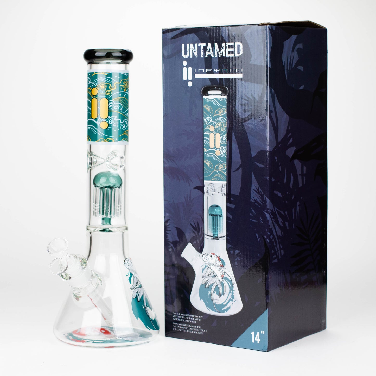 Infyniti | Untamed 14" 7 mm classic beaker water bong - Koi Fish [GP2021]_3