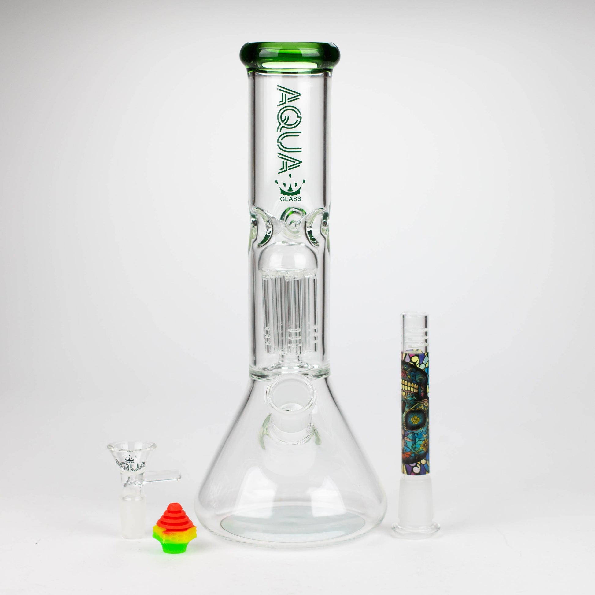 AQUA | 10.5" Single tree arm glass water bong with silicone cap [AQUA202]_8