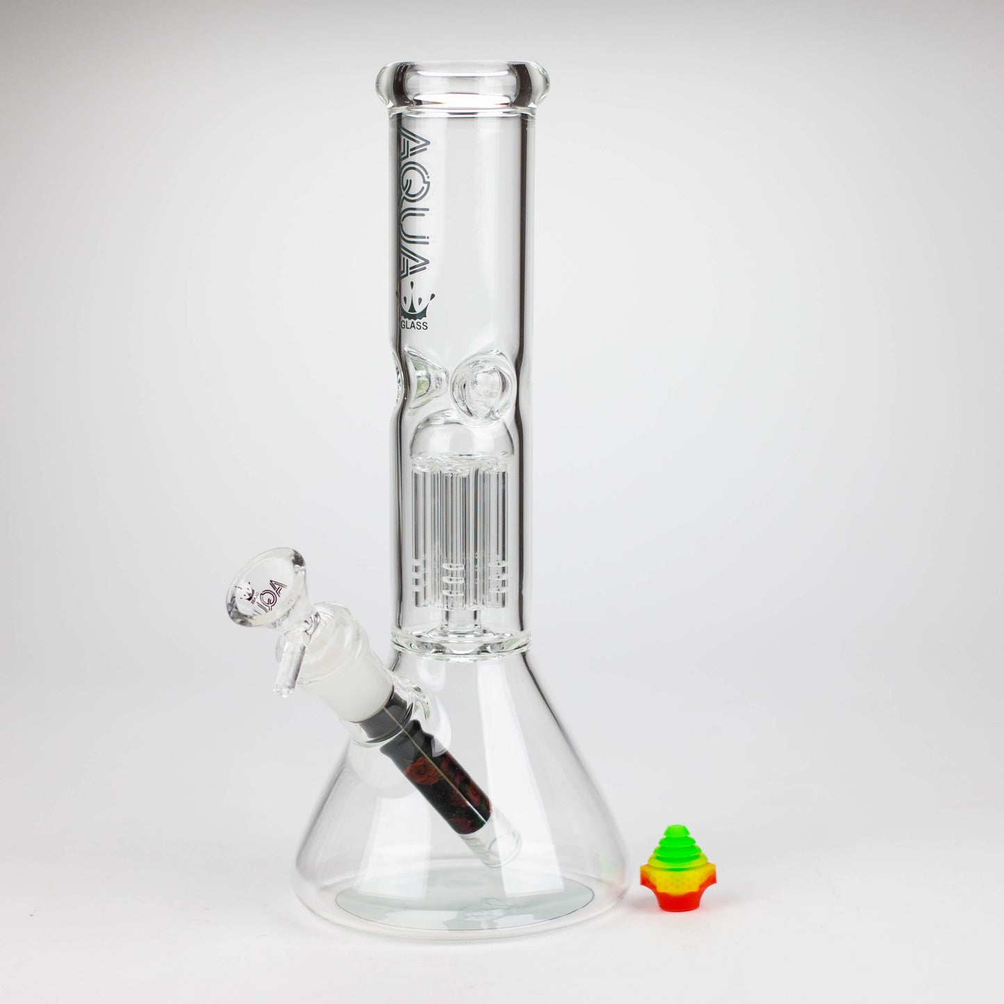 AQUA | 10.5" Single tree arm glass water bong with silicone cap [AQUA202]_14