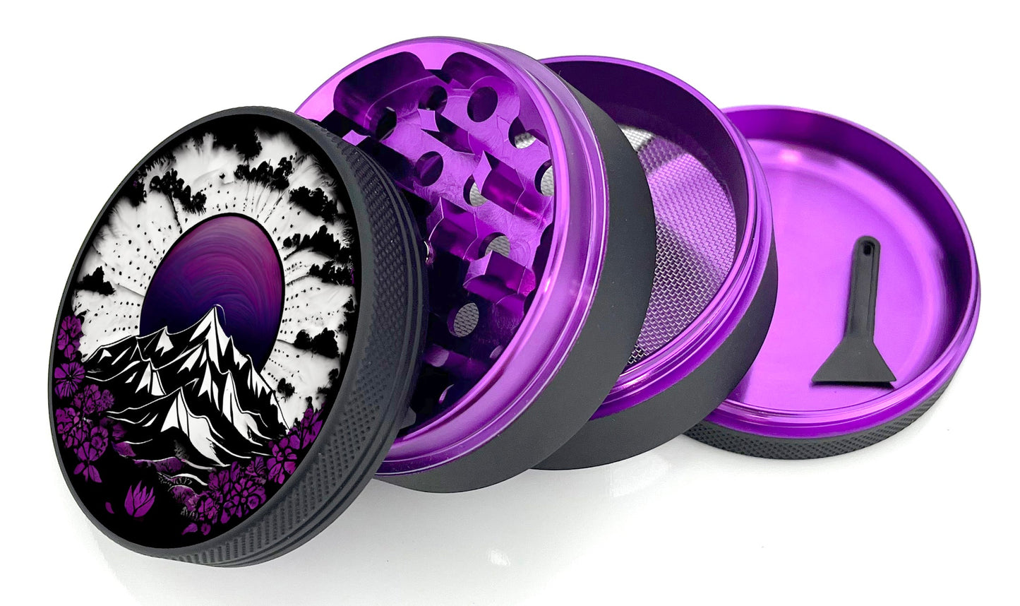 Green Star | 2.5" (63mm) Soft Touch Grinder - Purple Mountain Mandala Design_1