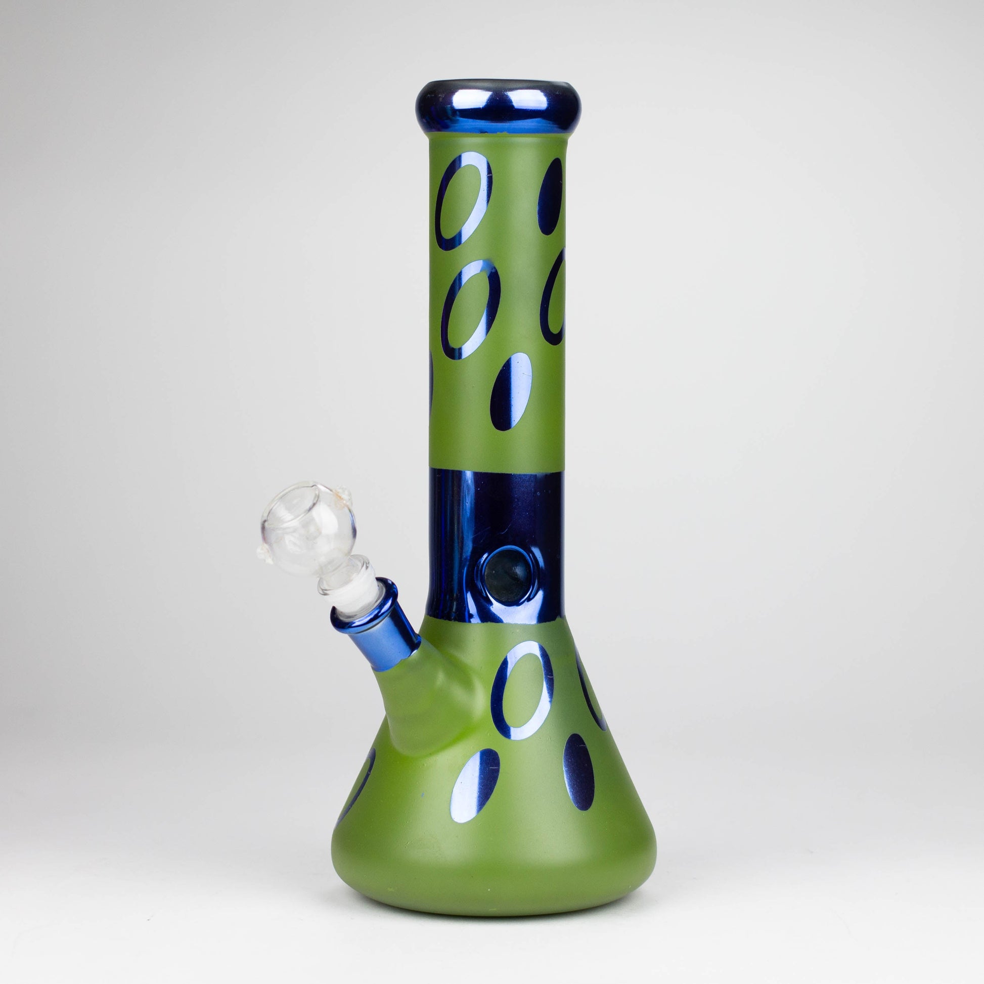 12" Green Base Blue Rings Glass Water Bong_0