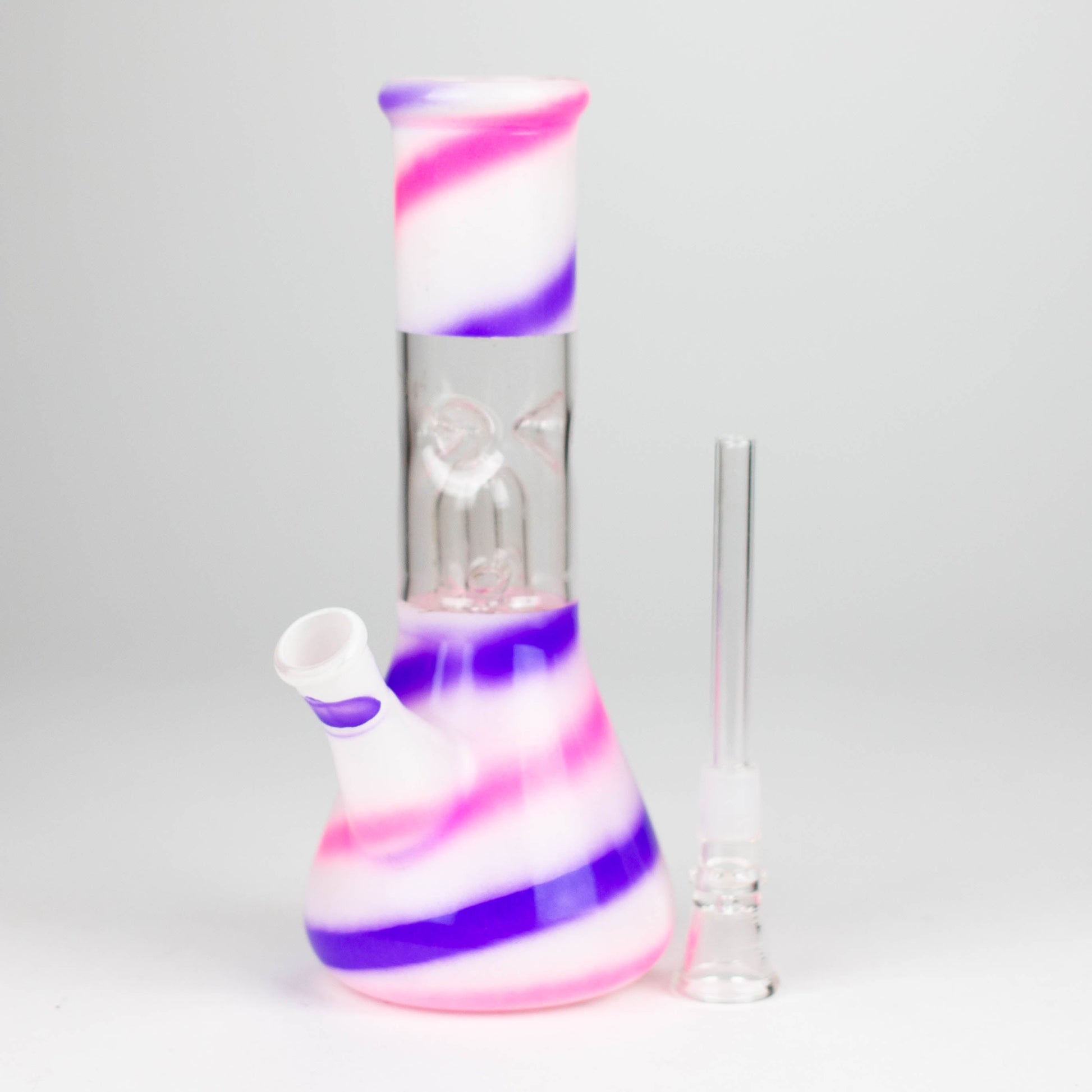 8" Blue n Mauve Strips Dome Percolator Bong_6