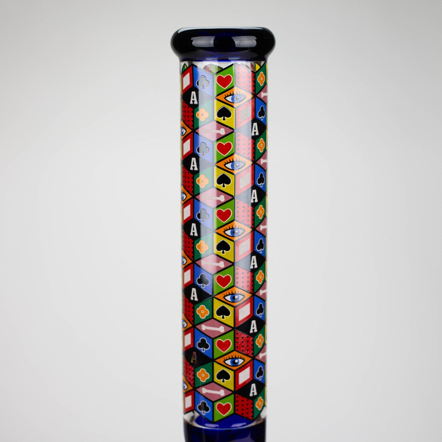 17" Color accented 7 mm glass water bong With Poker Design_8