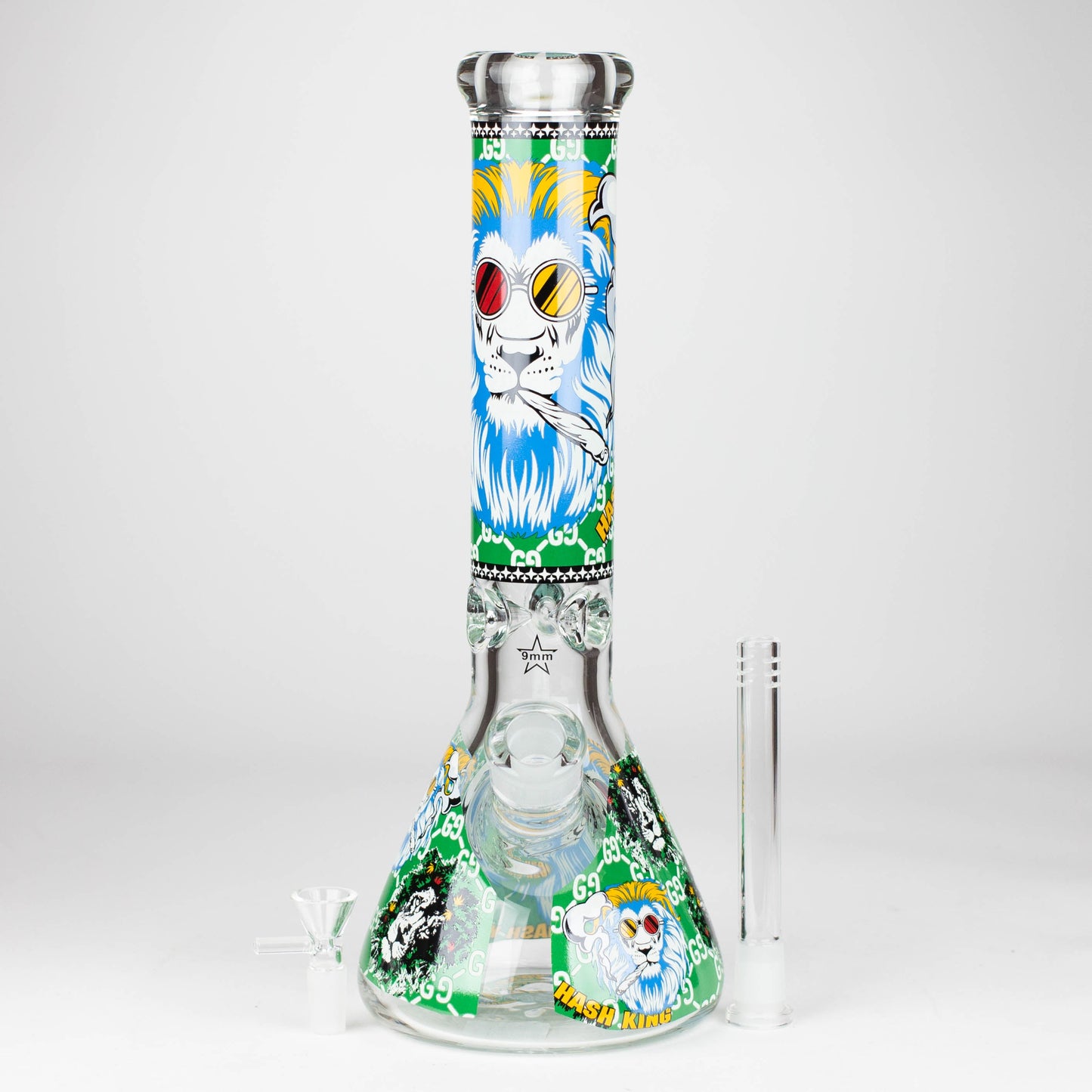 14" Hash King Lion Glow 9mm glass bong [PIP867]_5