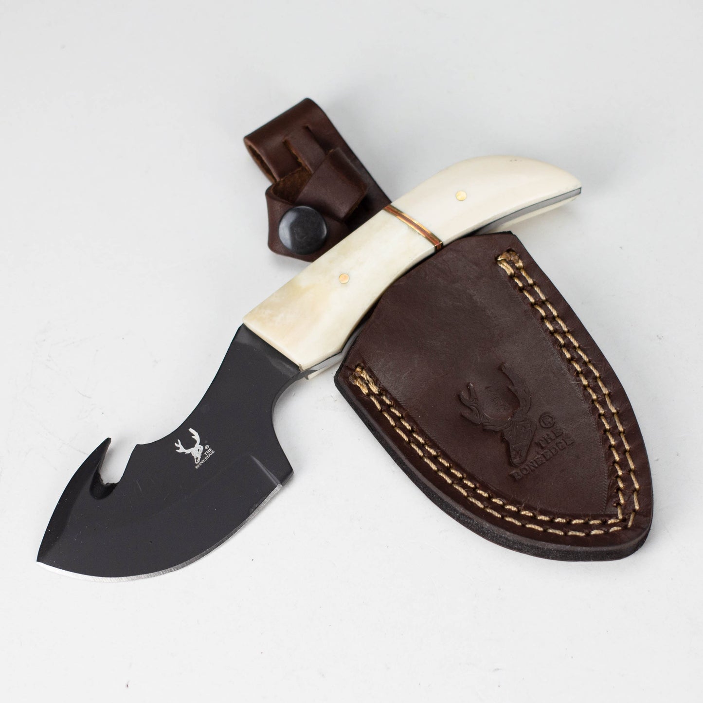 TheBoneEdge | 8.5" Skinner Stainless Steel Full tang Hunting Knife with Leather Sheath [9044]_0