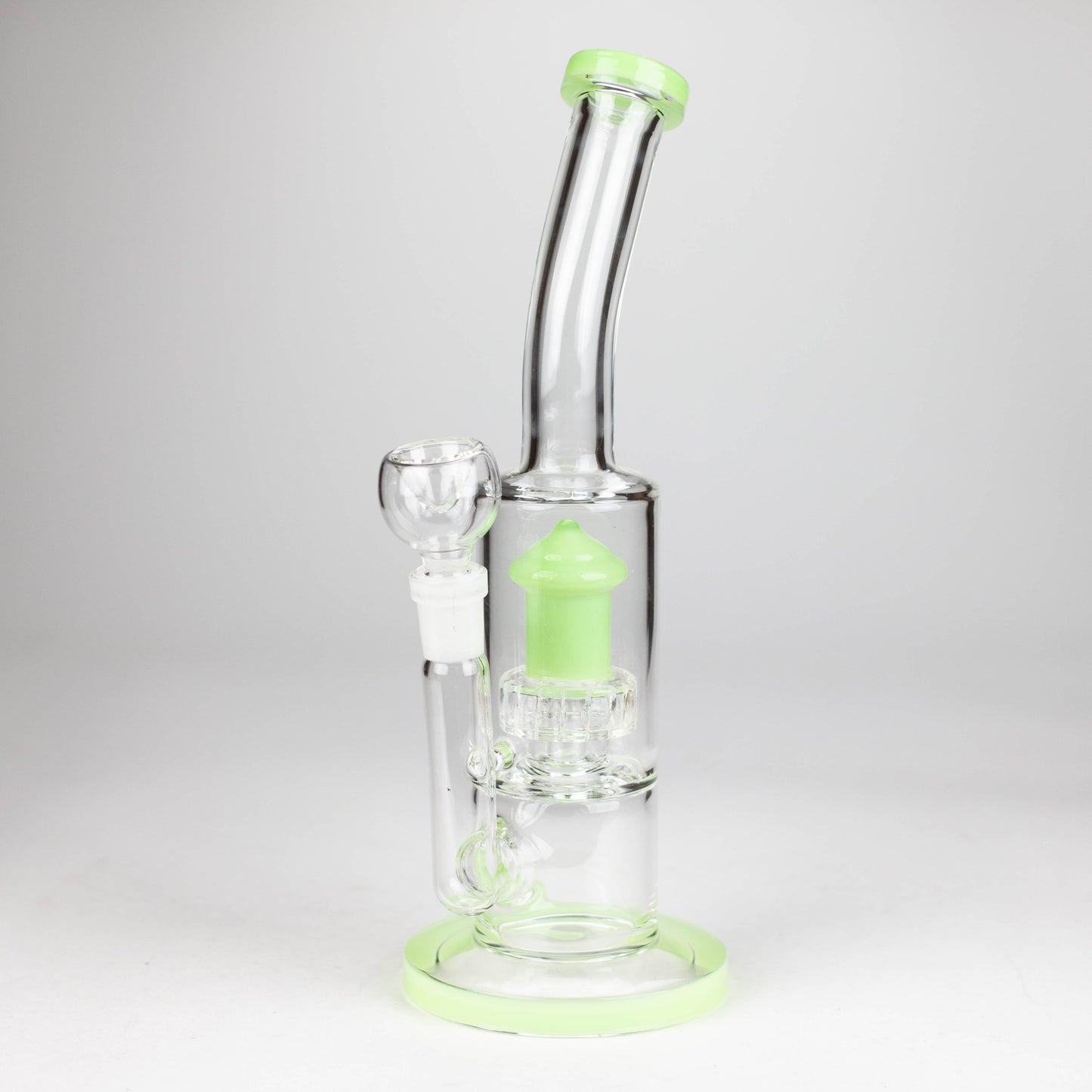 12" color accented bent neck glass bong_5