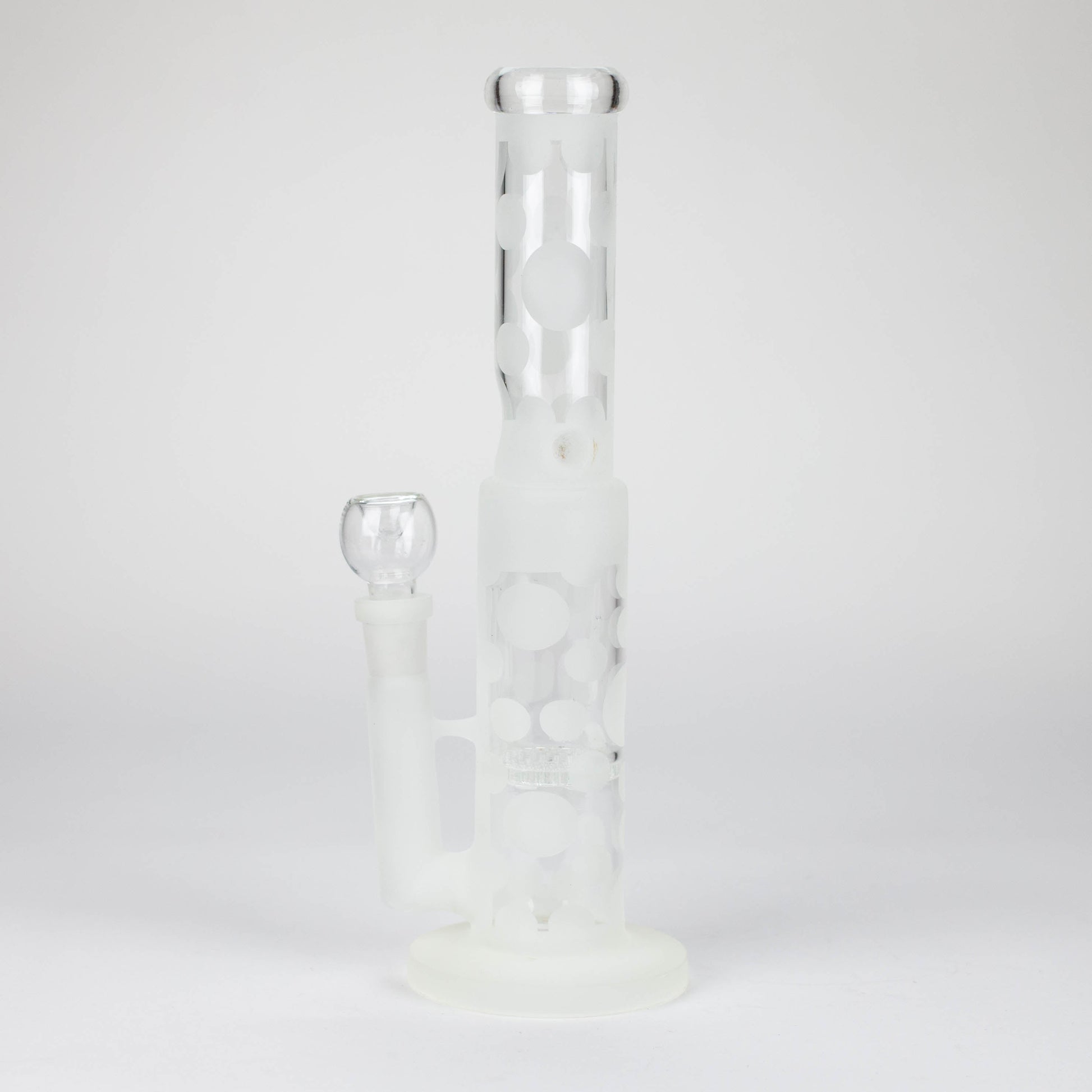 14" Glow in the dark straight tube glass bong with honey comb diffuser_2