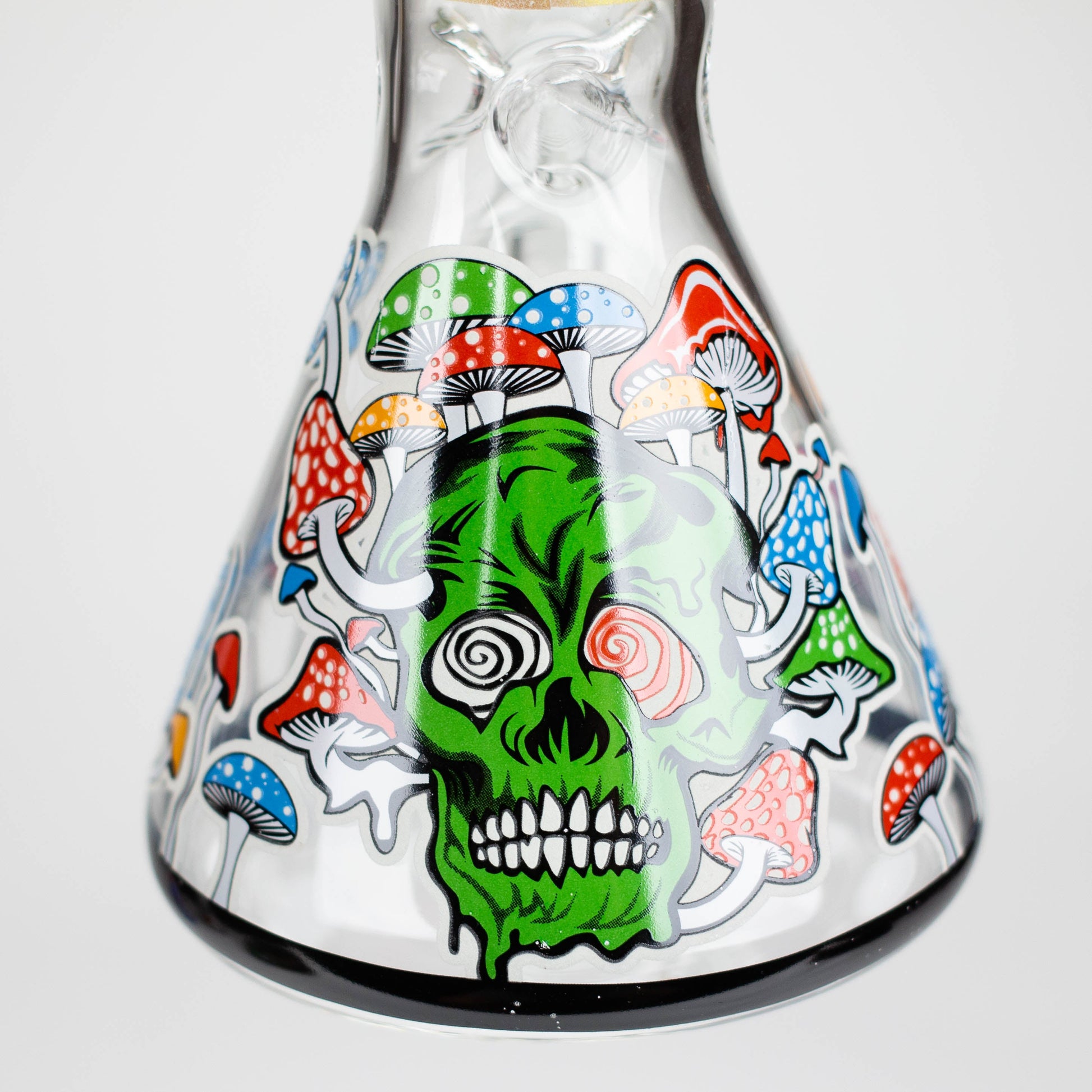 10" Glow in the dark Glass Bong With  Mushroom Skull  Design_13