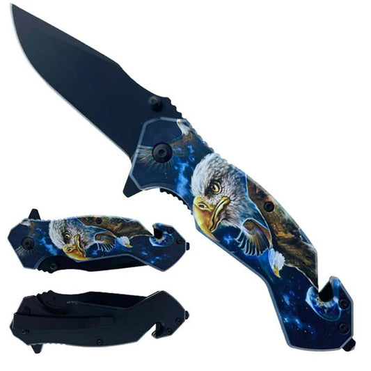 8" Blue Eagle Blade Spring Assisted Knife_0