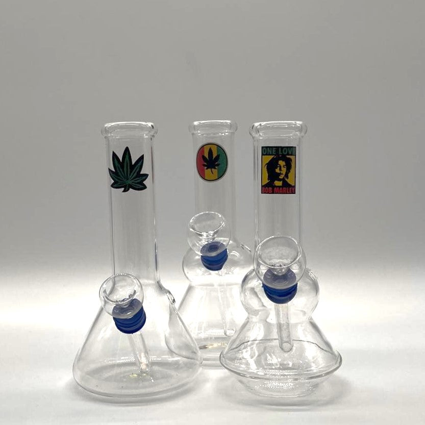 Stamped Glass Water Pipe 6" - Assorted Designs_5