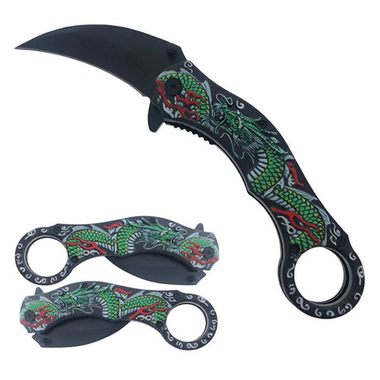 7 3/4" Green Dragon Karambit Knife_0