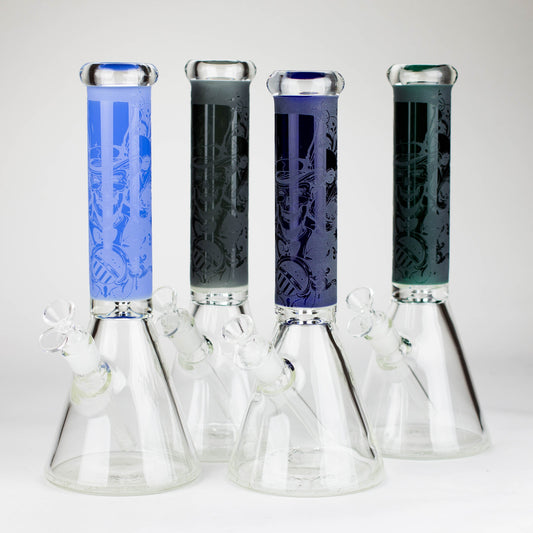 14" High Quality engraved Beaker Glass Bong  [C2664-3]_0