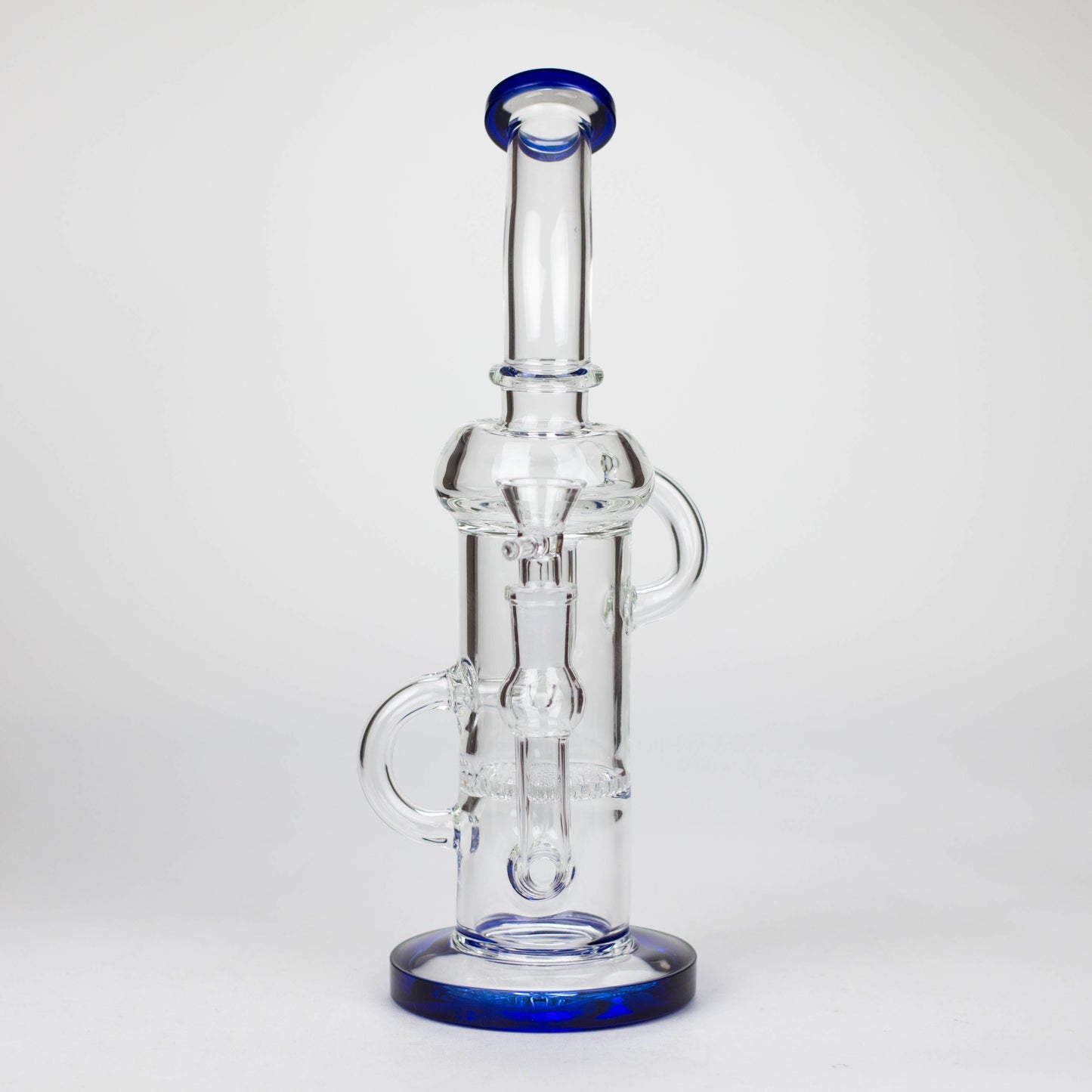 11″ Straight Tube Glass Recycler Bong With Color Base [C1556]_8