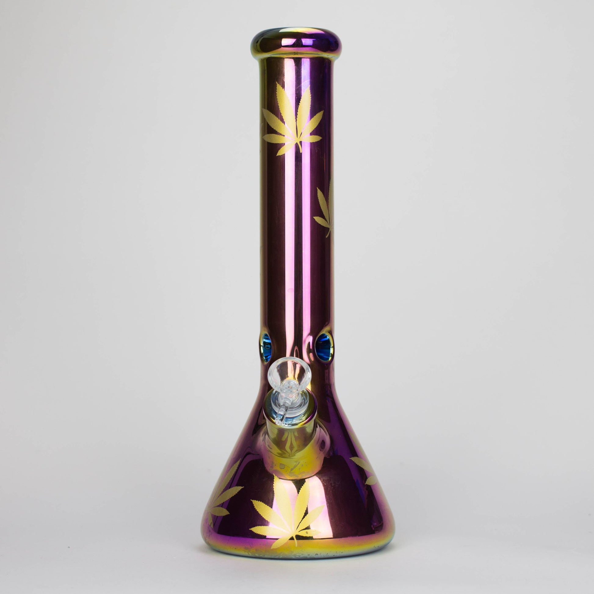 14" Leaf 7mm Glass Bong – Rainbow Oil Slick [AK080]_3