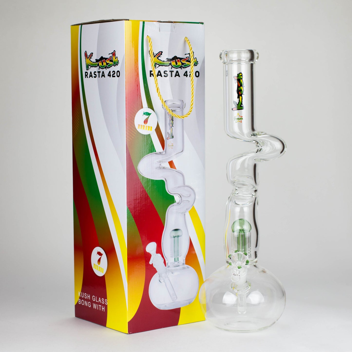 Kush | 17" Zig-Zag Rasta 420 glass bong_2