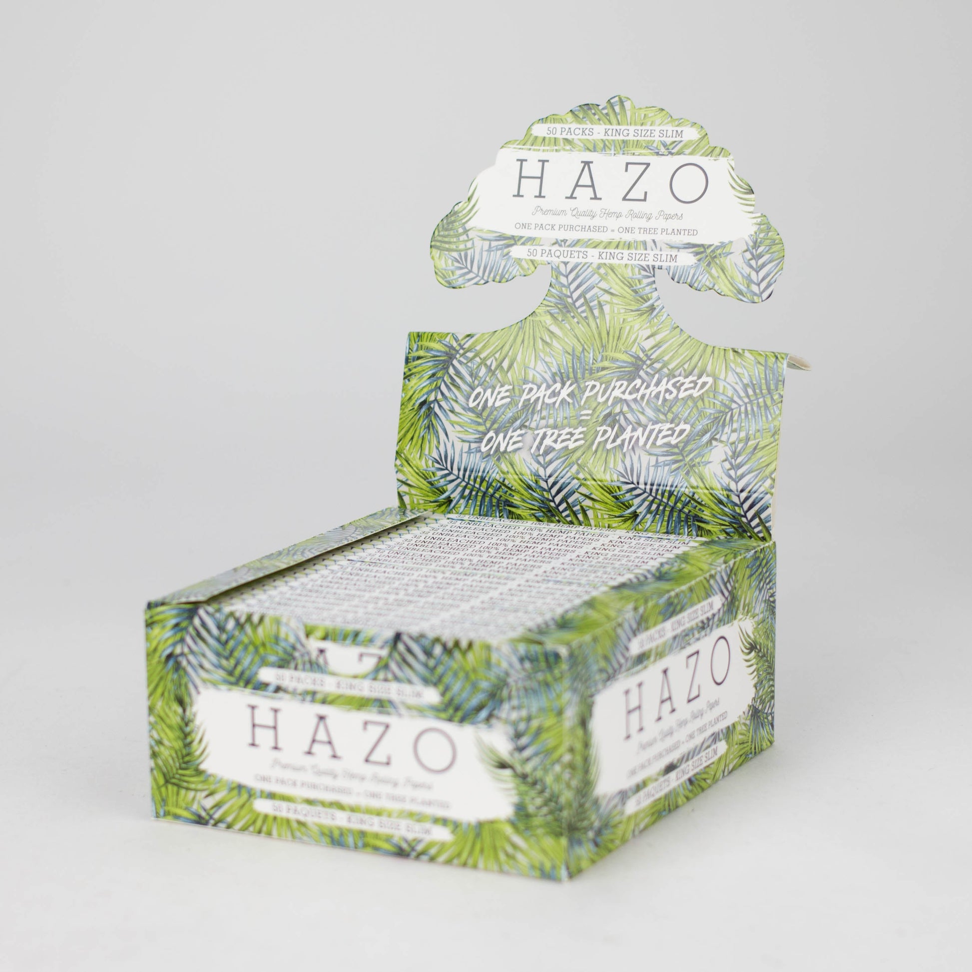 HAZO Hemp Rolling Papers | King Size Slim - Full Display of 50x Booklets | Plants 50 Trees!_0