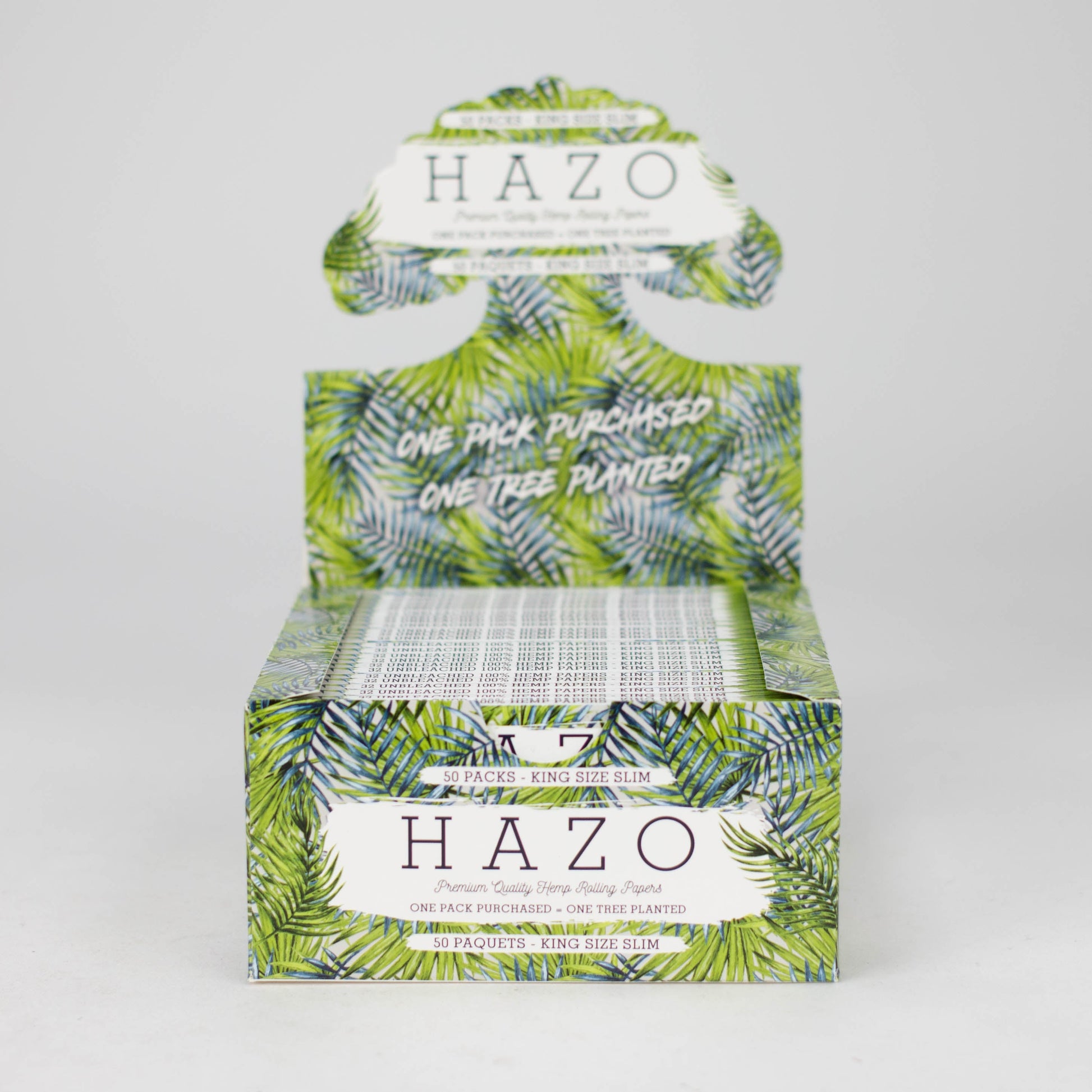 HAZO Hemp Rolling Papers | King Size Slim - Full Display of 50x Booklets | Plants 50 Trees!_3