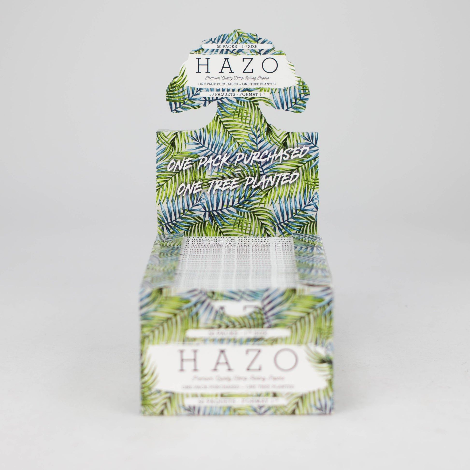 HAZO Hemp Rolling Papers | 1 1/4" - Full Display of 50x Booklets | Plants 50 Trees!_4