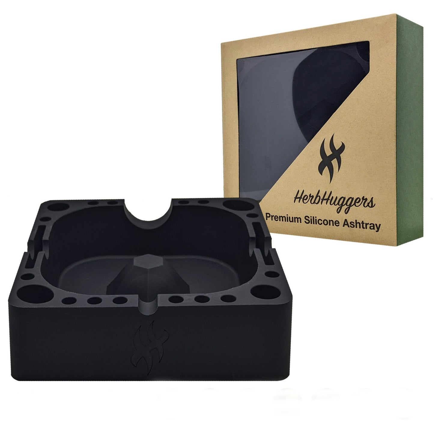 Herbhuggers | Premium Silicone Ashtray Featuring Center Tap Ash and Glassware Clearer with Accessory Organizing Slot Holders_8