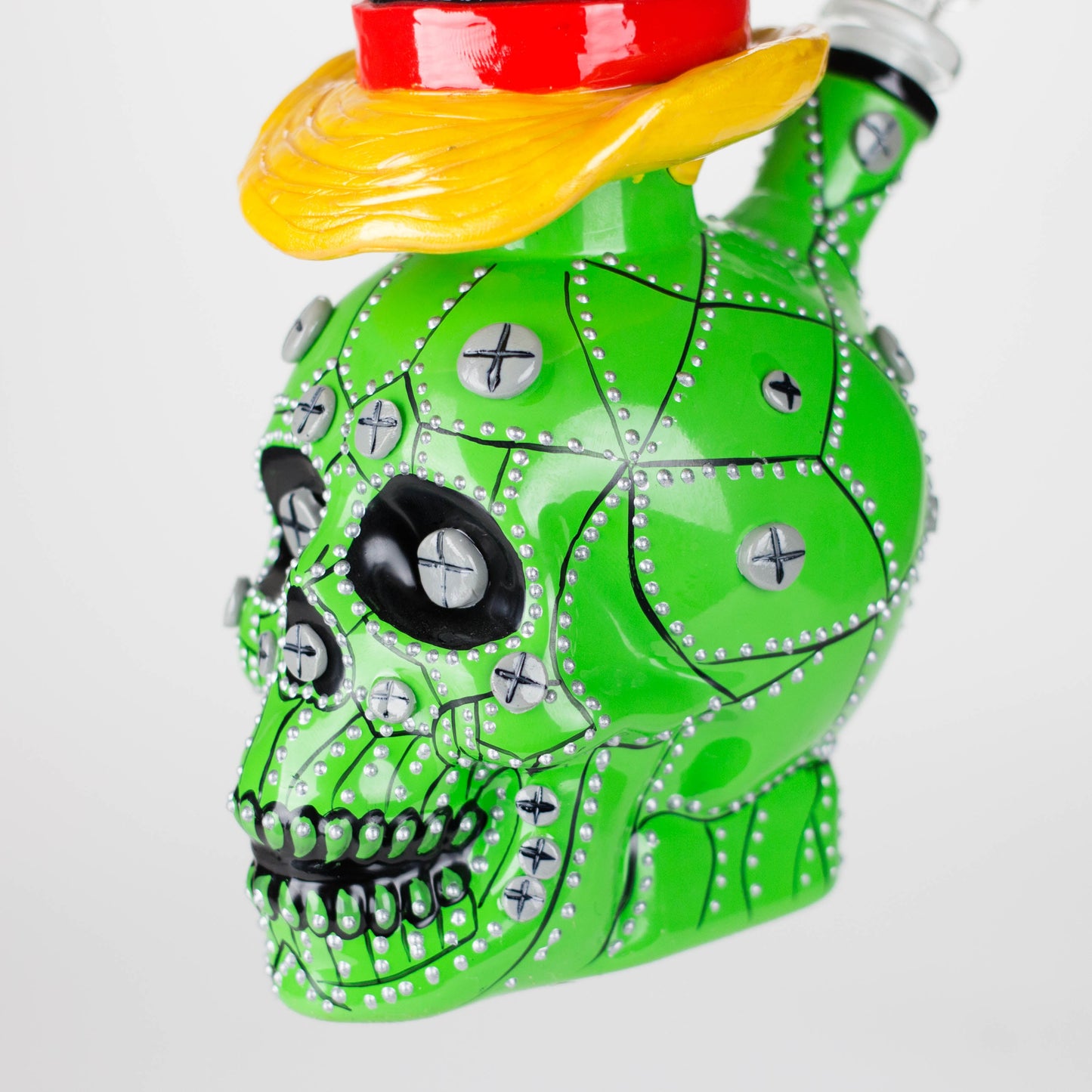 9" Wizard-Themed Sugar Skull Glass Bong [SK05]_4