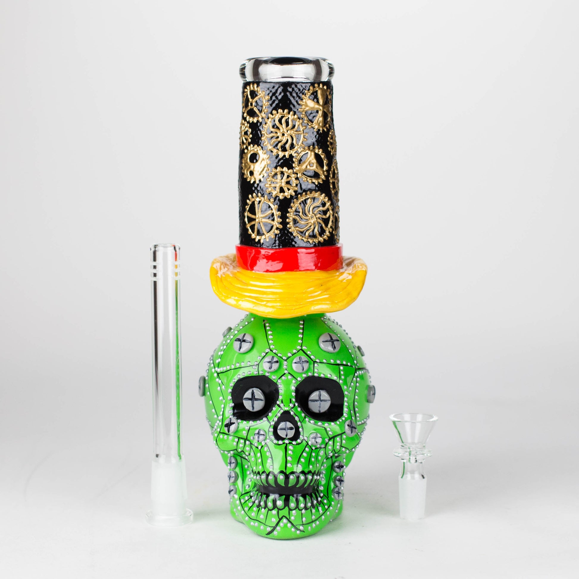 9" Wizard-Themed Sugar Skull Glass Bong [SK05]_7