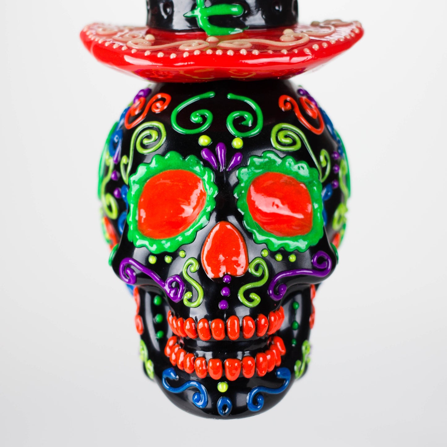 9" Wizard-Themed Sugar Skull Glow-in-the-Dark Glass Bong [SK14]_6