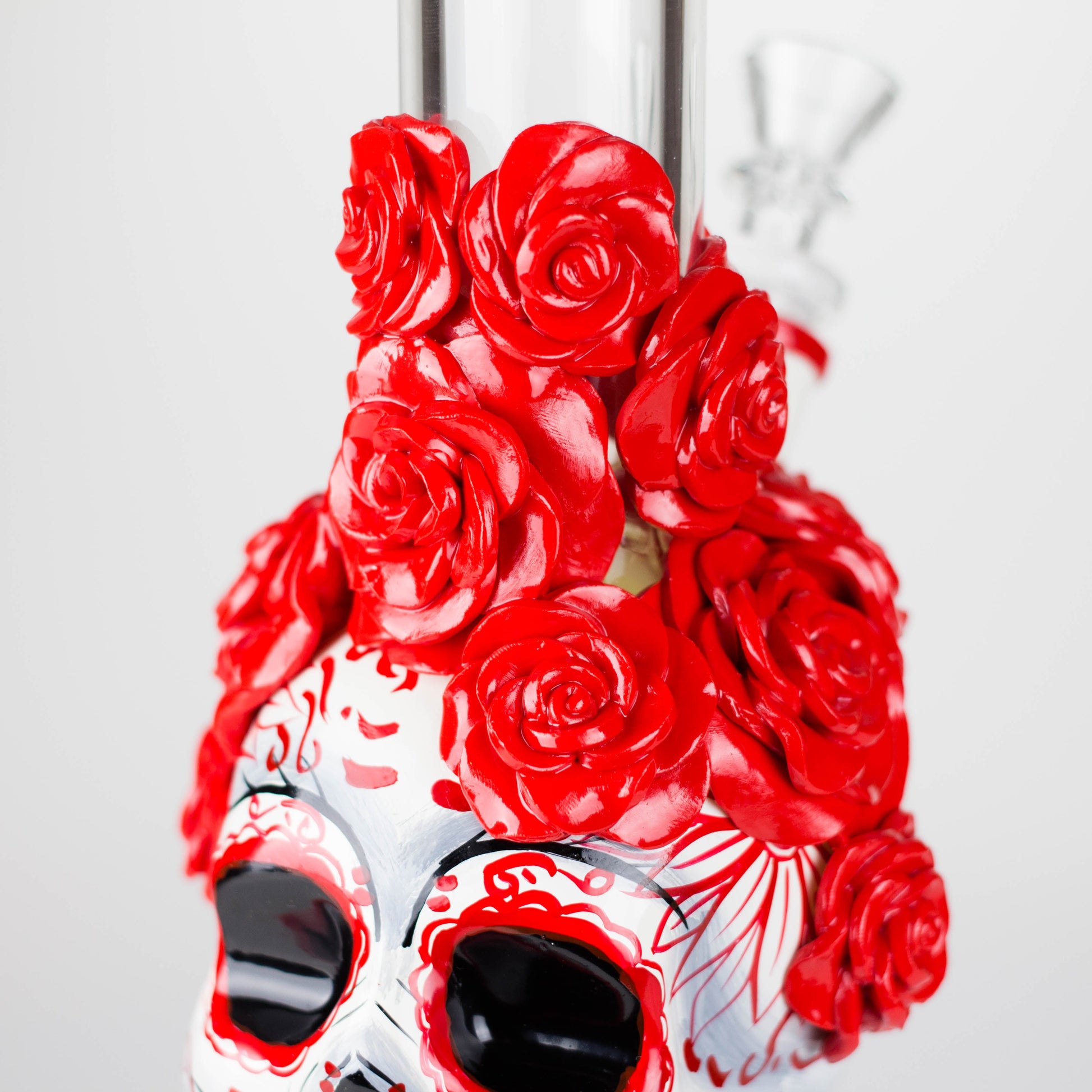 9" Rose sugar skull-themed glass bong [SK16]_5