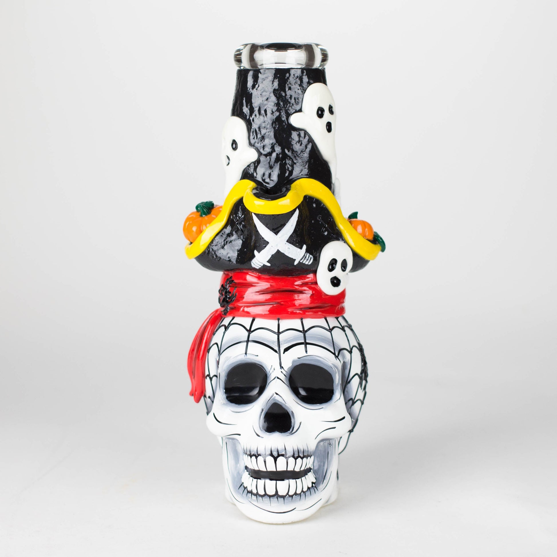 9" Pirate-Themed Sugar Skull Glass Bong [SK20]_1