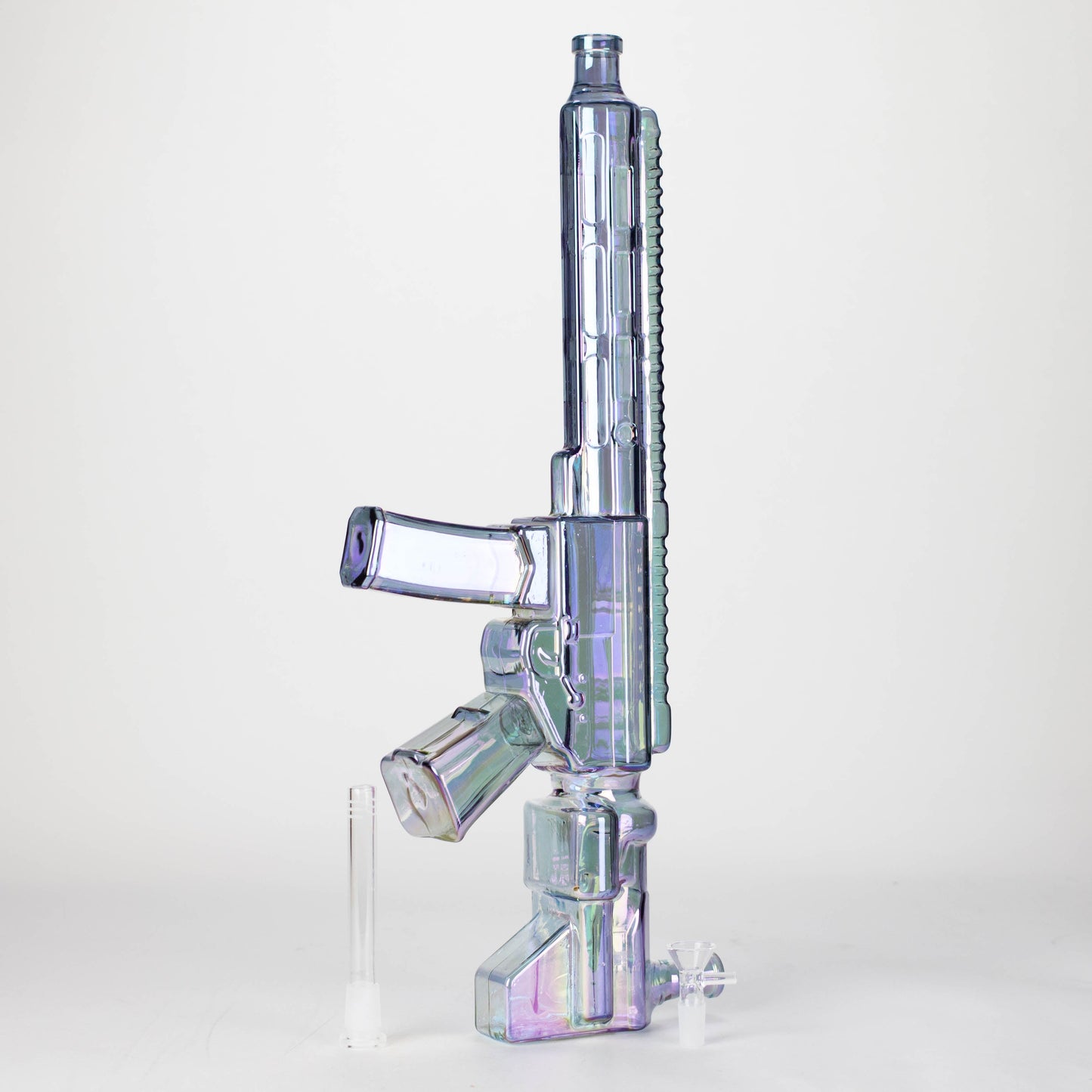 22" Electroplated Machin gun Design Glass Bong with Display Stand [GU003]_2