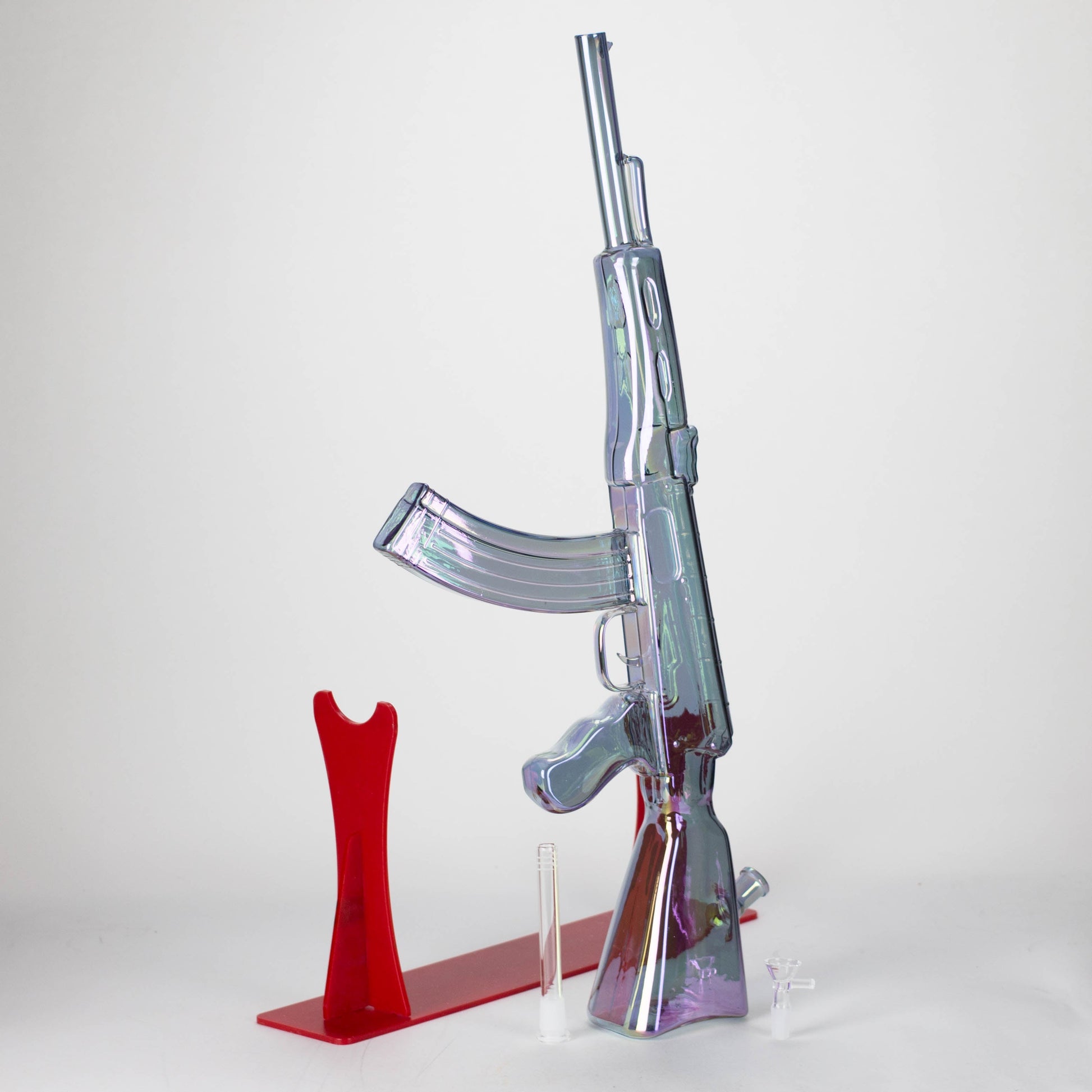 27" Electroplated AK-47 Design Glass Bong with Display Stand [GU001]_9