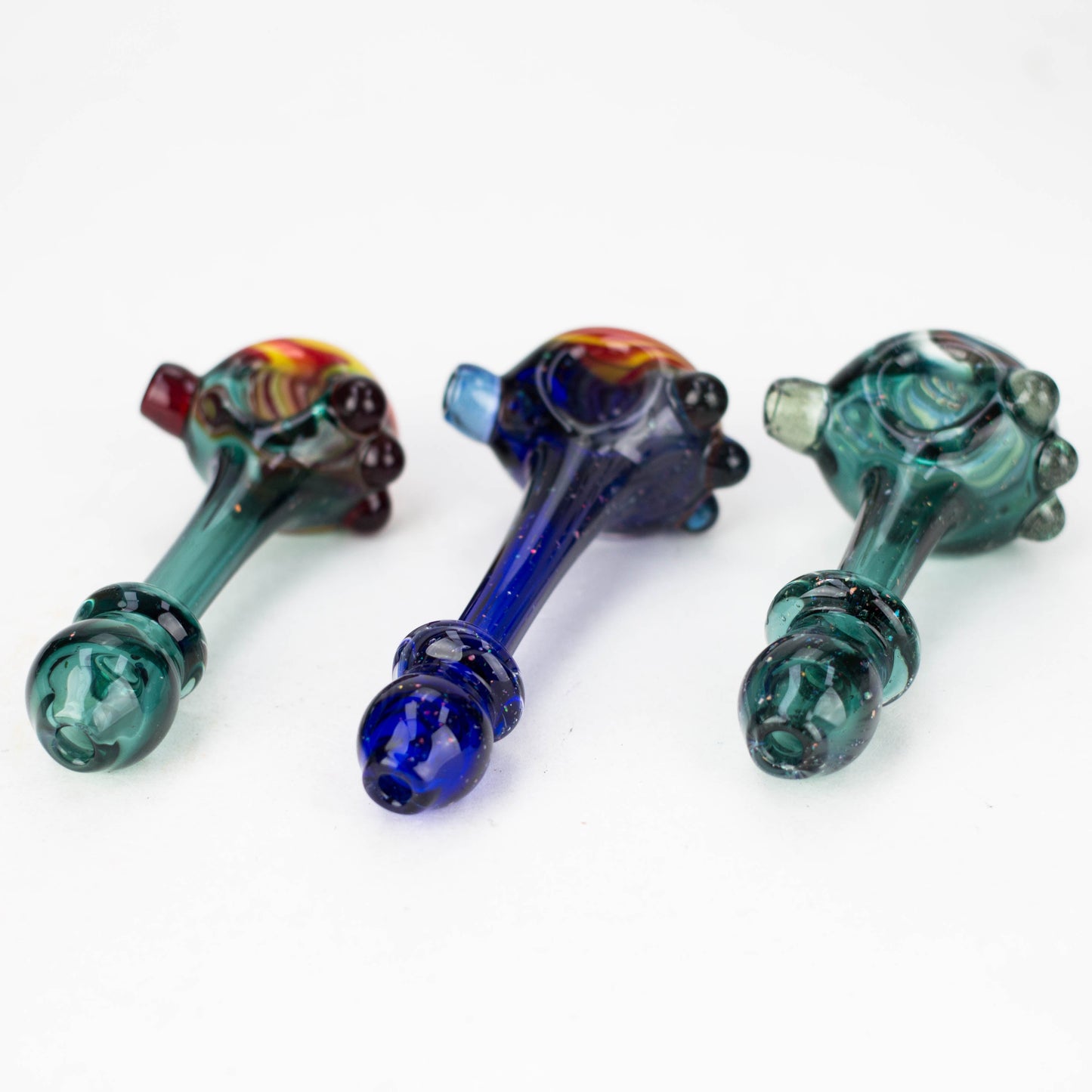 Shine Glassworks made in Canada | Crushed Opal Space fumed handpipe with spiral bowl_0