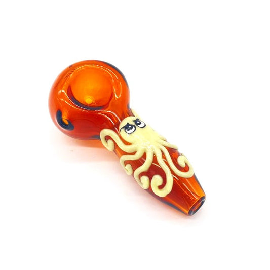 Octopus Glow In The Dark Glass Smoking Spoon Hand Pipe_0