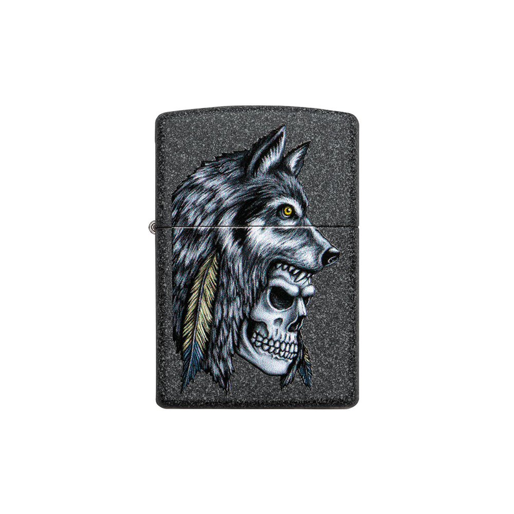 Zippo 29863 Wolf Skull Feather Design_0