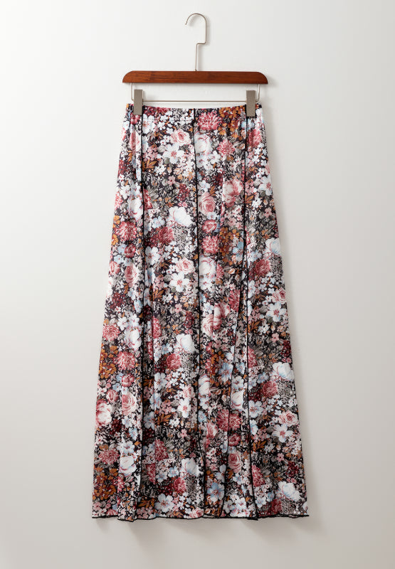 Floral Elastic Waist Maxi Skirt