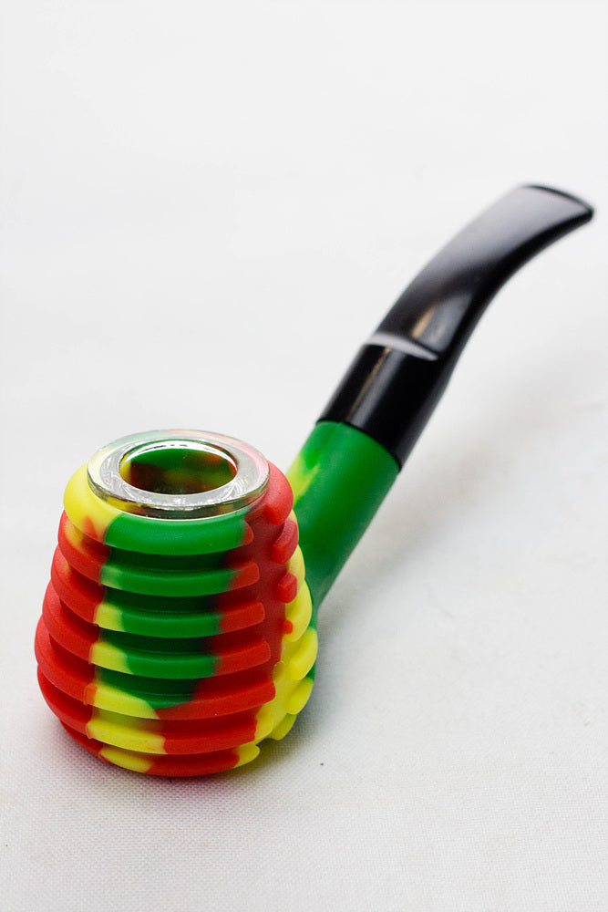 Sherlock Silicone pipe in display with glass bowl-WP134_2