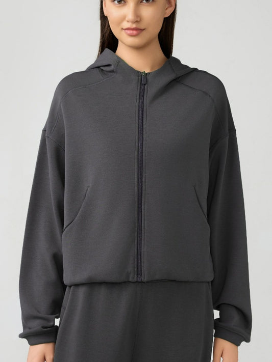 Millennia Zip Up Dropped Shouder Active Hooded